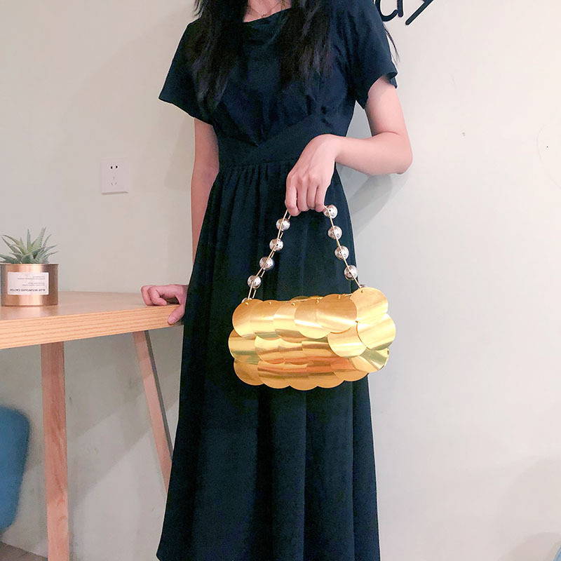 2025 New Designer bags for Women Beaded Round Platinum Sequins Handmade Beaded Handbag