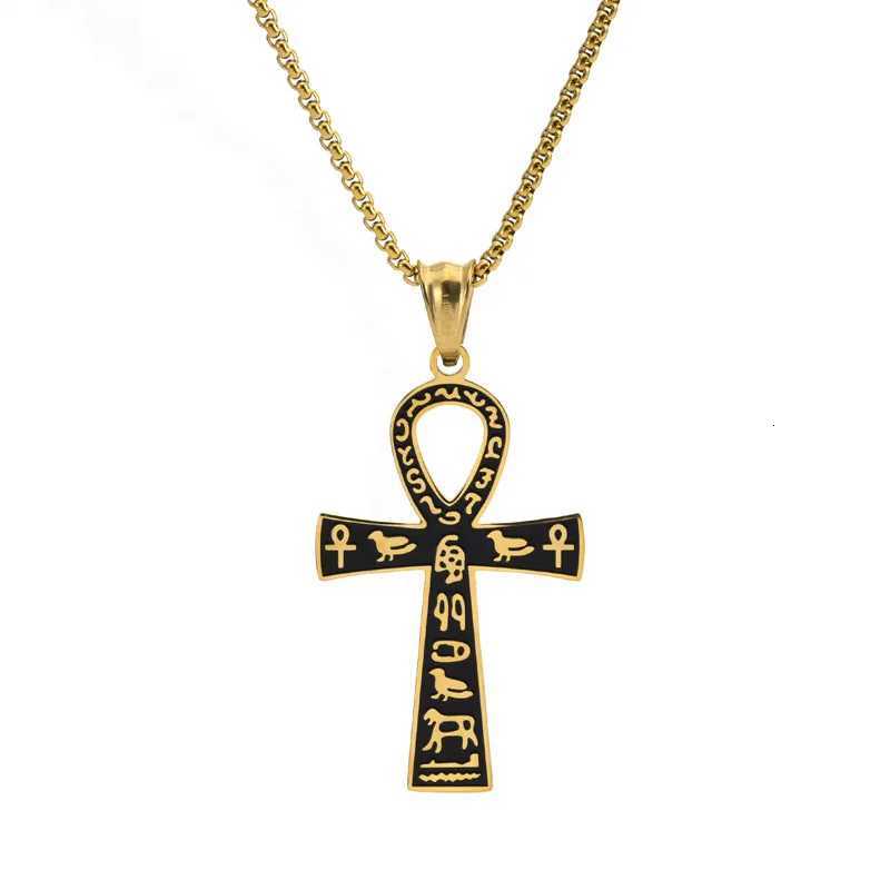 316L Stainless Steel Egyptian Ankh Cross Pendant Chain Necklace For Men Wen Vintage Jewelry Accessories W250718