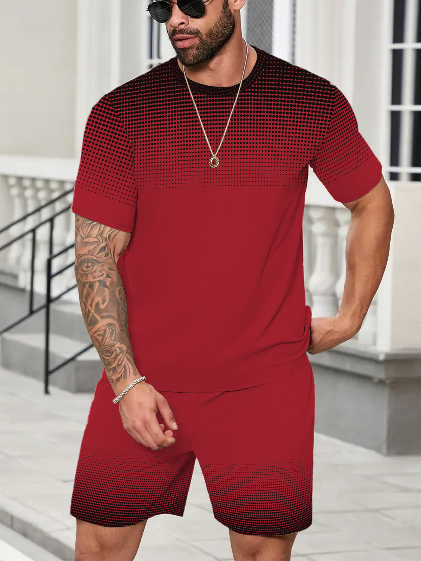 Designer tracksuit man set men sportswear fitness print loose short sleeve shorts 2 in 1 outdoor casual daily wear tracksuits vintage