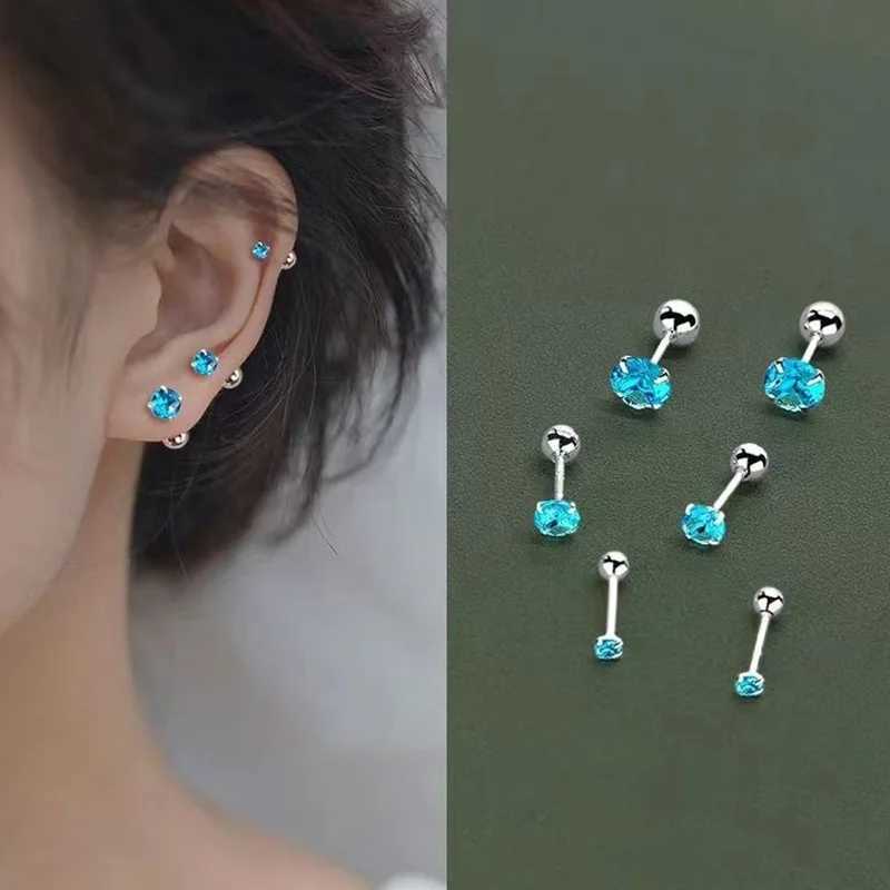 925 Sterling Silver 3/4/5MM Round Zircon Mini Stud Earrings For Women Classic Fine Jewelry Piercing Bone Ear Accessories XJ250718