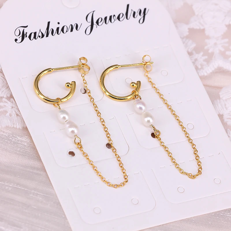 Aide 925 Sterling Silver Long Chain Tassel Baroque Irregular Pearl Dangle Earrings for Women C Shape Earrings Jewelry Pendientes 250715
