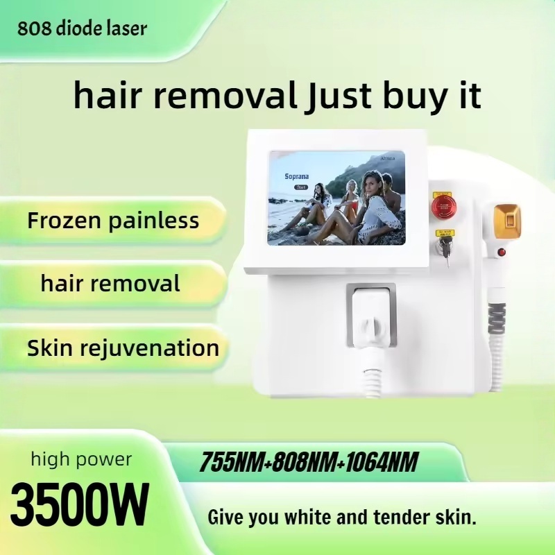 Professional 3500W Ice Titanium Laser Body Hair Removal Machine 3 Wavelength 755/808/1064nm Face Hair Remove for Salon Epilator