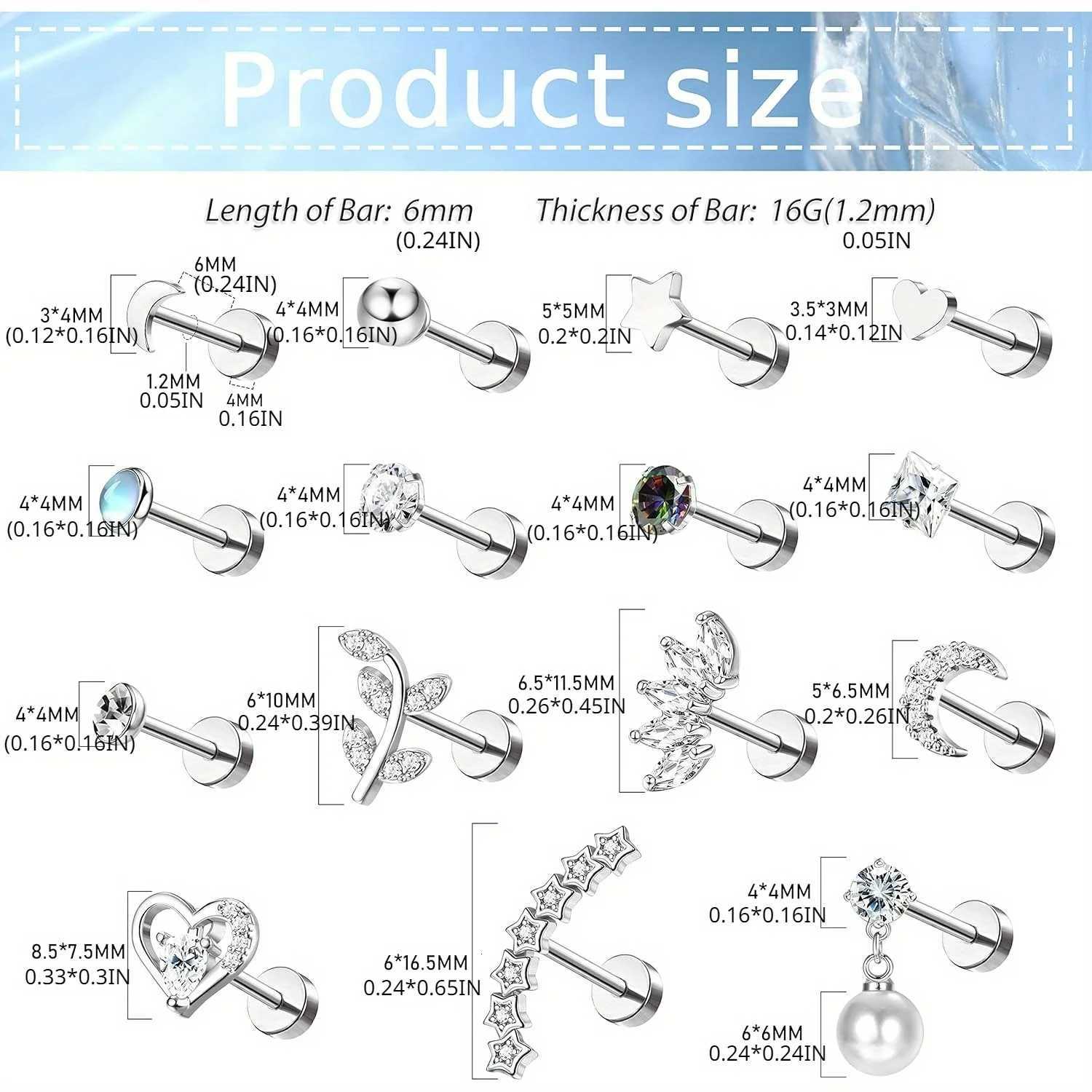 Drperfect Stainless Steel Cartilage Stud Earrings for Women Opal Star Pearl Earring Studs Flower Studs Ear Piercing Jewelry XJ250718