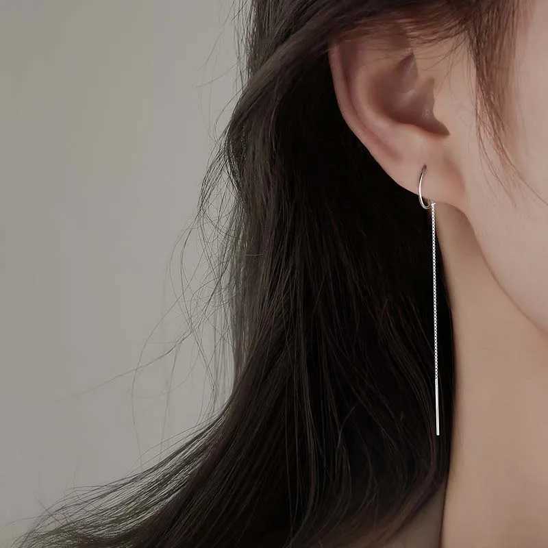 2024 New Fashion Long Tassel Chain Dangle Earrings for Women Simple Silver Color Piercing Thin Ear Line Earrings Jewelry XJ250718