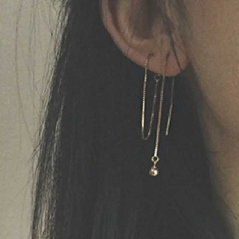 925 Sterling Silver Chain Pendant Drop Earrings for Women Minimalist Dangle Korean Fashion Earrings Summer Jewelry XJ250718