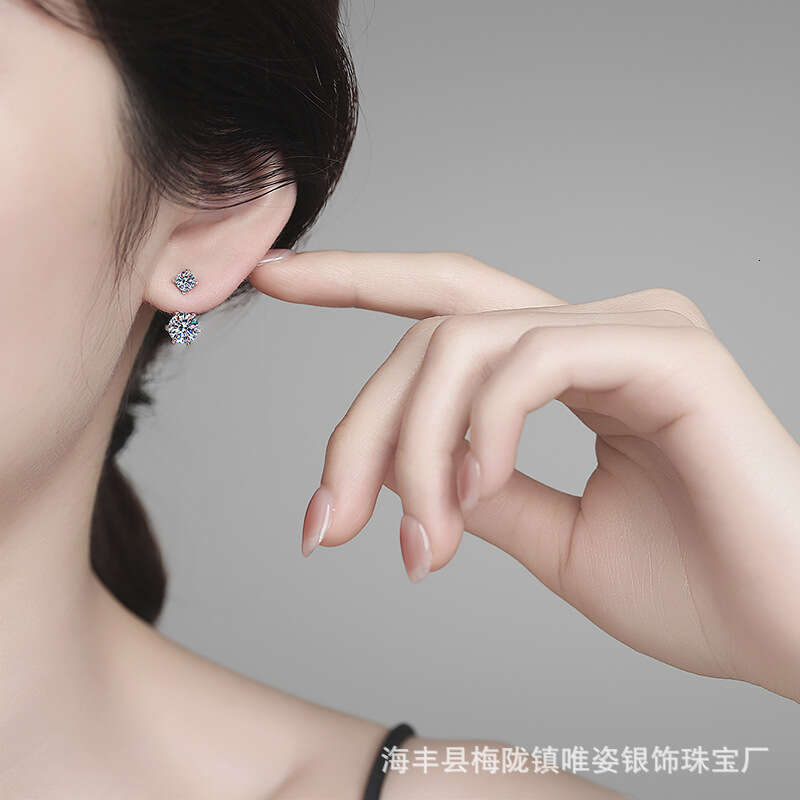 New Double-Wear Moissanite S Pure Sier Small Exquisite Light Fashion Earrings 3dc