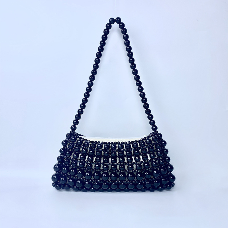 Beaded Handbag for Women Retro Fashion Designer Bags Shopping Handmade Woven One-shoulder Underarm Bag