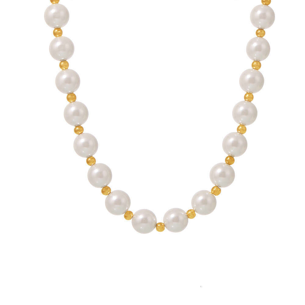 Mili INS French Elegant Selected 12mm Large Clavicle Necklace Light Temperament Imitation Pearl Sweater Chain