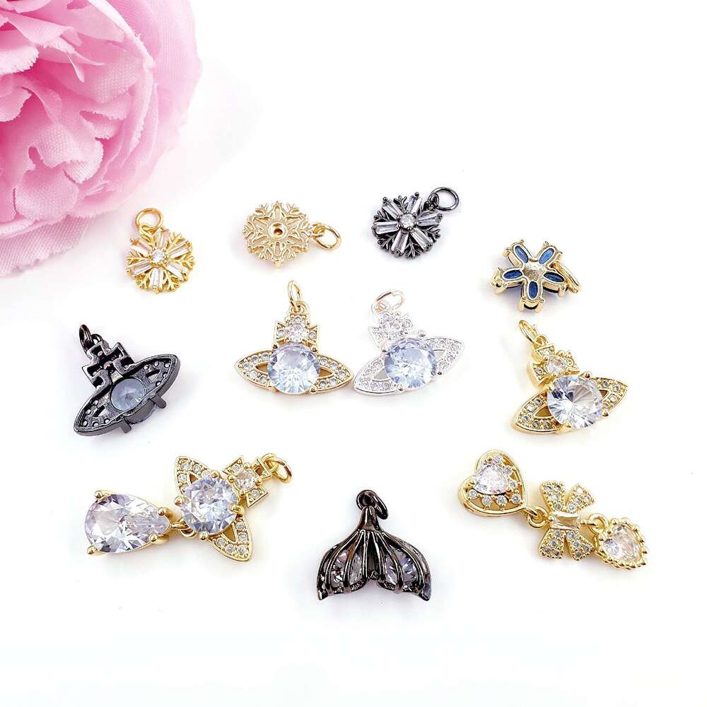 Empress Wei High Version Mermaid Tears Water Drop Full Dia Heart-shaped Saturn Earrings
