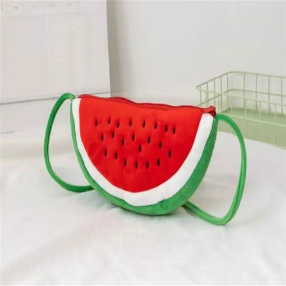 2-6 Years Small Plush Watermelon Bag Satchel Cute Fruit Plush Backpack Shoulder Bag Messenger Pouch 250717