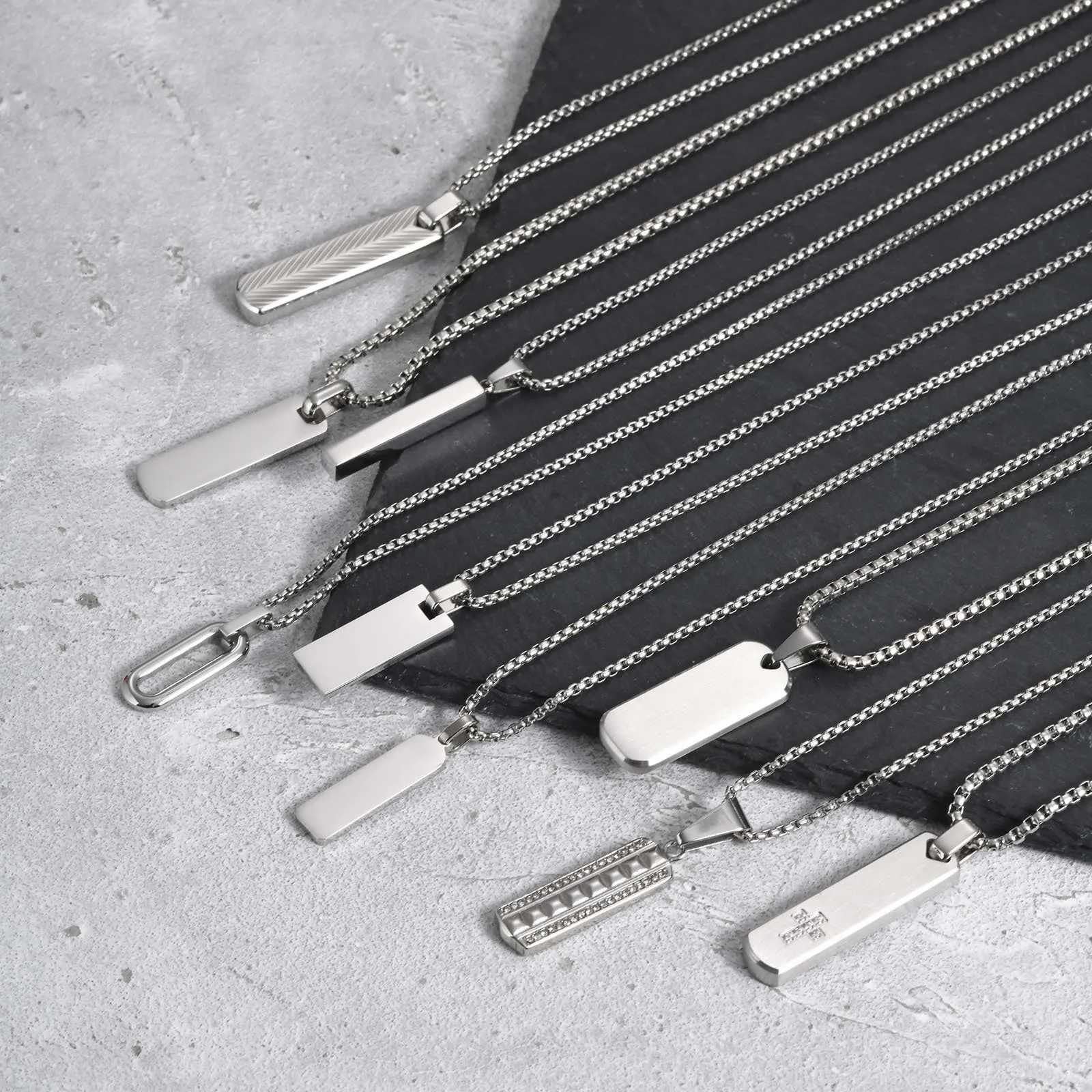 Vnox Mens Silver Color Bar Necklaces Geetric Stainss Steel Pendant with Box Chain Minimalst Metal Jewelry Gift for Him W250718