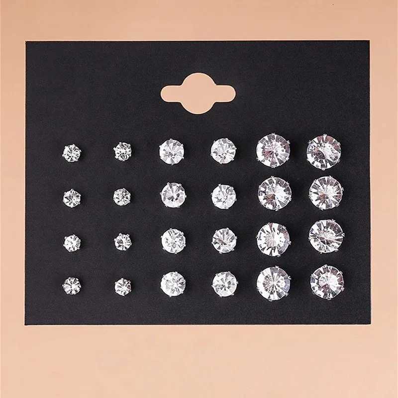 12 Pairs/Pack White Shiny Wedding Stud Earrings Set for Women Men Crystal Earrings Jewelry Accessories Gifts XJ250718