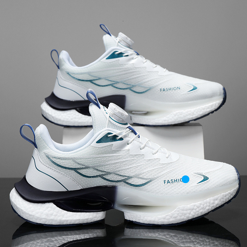 Summer Rotating Button for Men, Fashionable Non-Slip Student Breathable Thick-Soled Popcorn Cushion Running Shoes