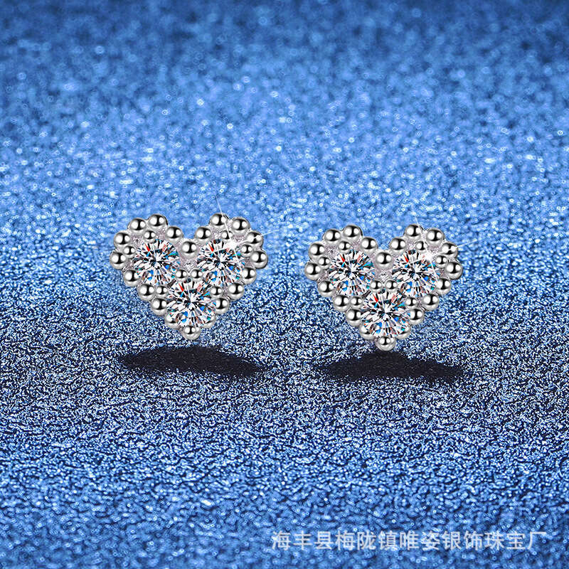 Daily Light S Pure Sier Gold-Plated Dia-Studded Symmetrical for Women Heart-Shaped Stud Earrings a70