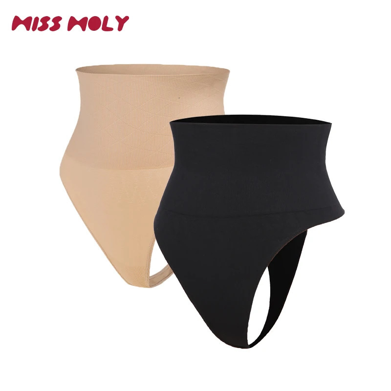 2PCS High Waist Thongs Panties Women Tummy Control Shapewear Slimming Underwear Belly Shaping Cincher Brief Body Shaper 250712