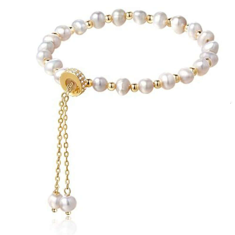 New Chinese Style Personalized Imitation Designer Jewelry Freshwater Pearl Beaded Bracelet High-end Round Ring Inlaid With Cubic Zirconia Tassel Jewel