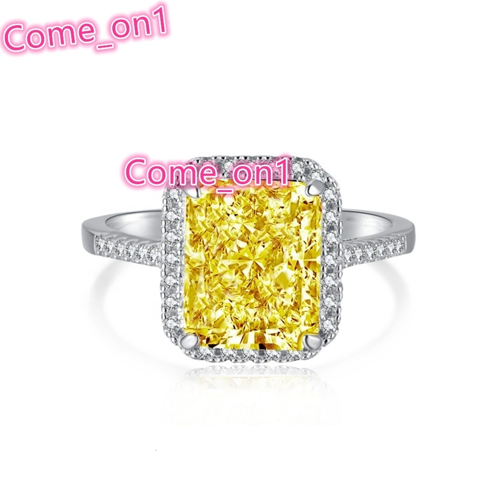 Ice Flower 925 Moissanite Ring Main Stone Flashing High Carbon Diamond Sterling Silver Cut 8A Radiant Cut Round Rectangle Yellow