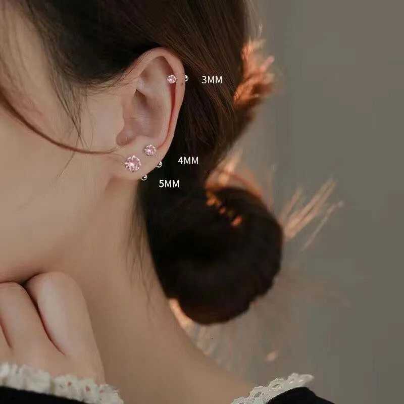 925 Sterling Silver 3/4/5MM Round Zircon Mini Stud Earrings For Women Classic Fine Jewelry Piercing Bone Ear Accessories XJ250718