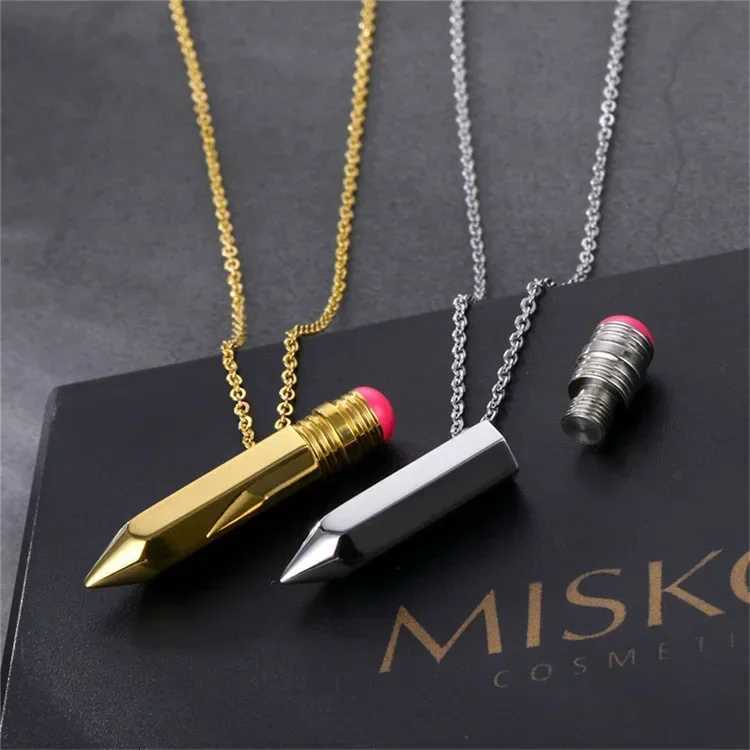 Titanium Steel Mini Air Control Pencil Pendant Necklace Ntral Pen Can Be Ope Simplicity Fashion Jewelry Daily Wear W250718