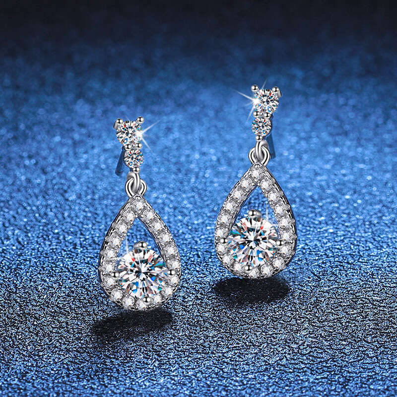 New Pure Sier High-end Feel 50 Points Moissanite Earrings for Women b3a