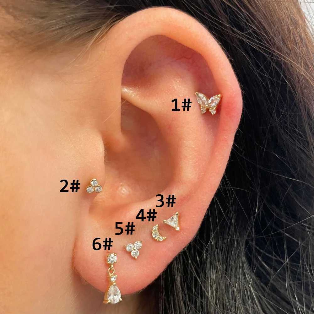 1pc Helix Piercing Butterfly Earrings Women Trend Zircon Mini Cartilage Ear Jewelry Daith Piercing Rook Tragus Body Accessories XJ250718