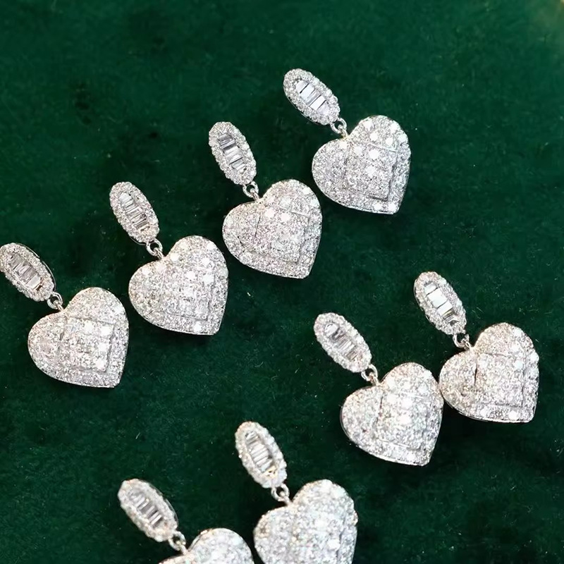 Gorgeous Sparkling Dangle Earrings Luxury Jewelry 925 Sterling Silver Pave White 5A Cubic Zircon CZ Diamond Gemstones Party Elegant Women Heart Prince