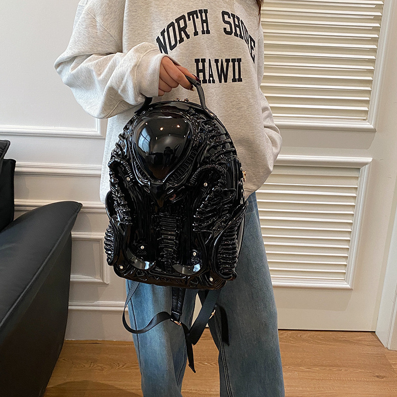 Free Shipping Designer Luxury Fashion Backpack Personalized Iron Warrior Street Punk Style Neutral Backpack Casual Travel Bag Student Backpack