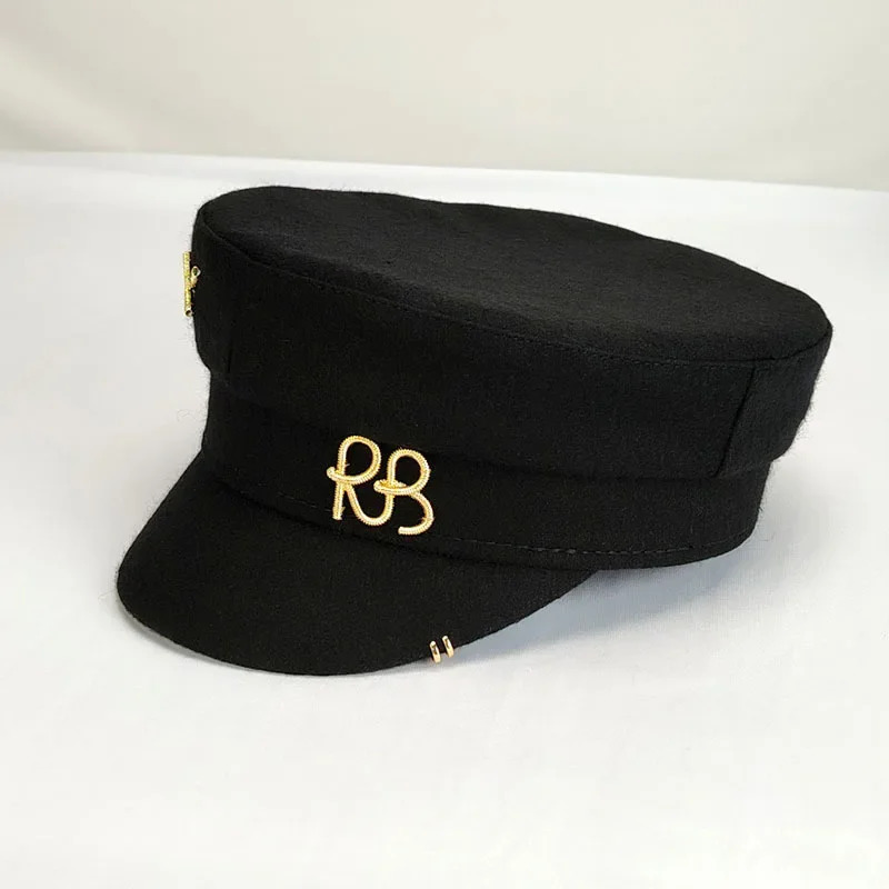 Earring Woolen sboy Caps for Women Letter RB Militray Hat Flat Top Cap Casual Gorras Visor Navy Hats 250717