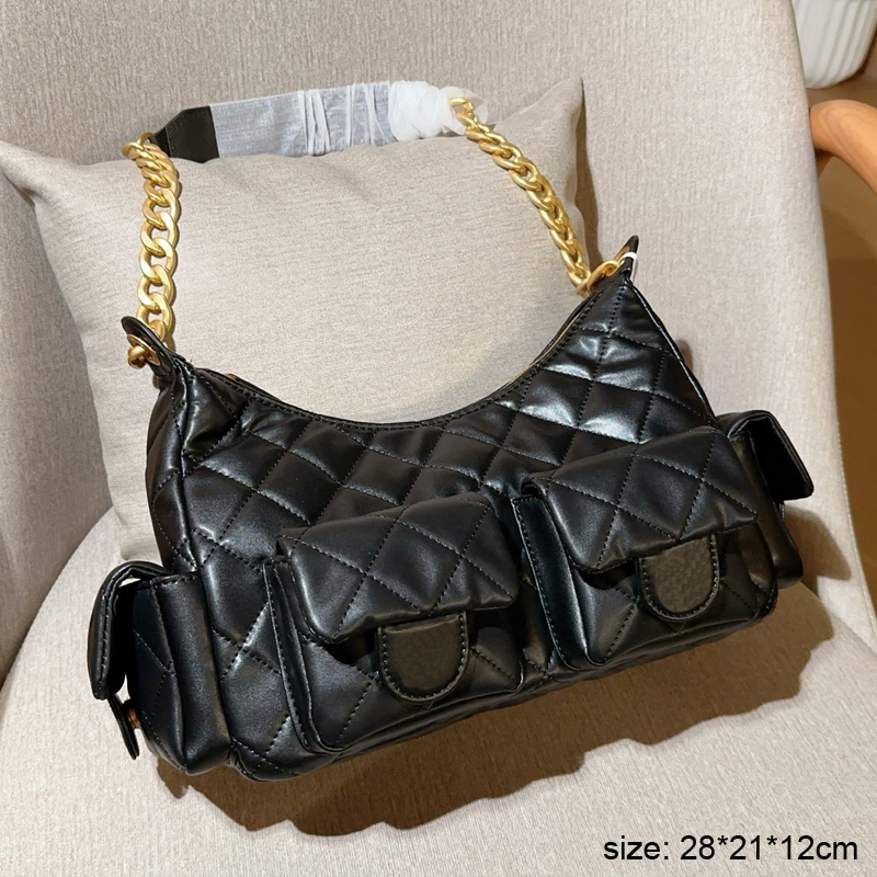 Designer Underarm Bags Women Outdoor Fashion Hobo Armpit Bags Real Leather Chains Classic Vintage Shoulder Bags Large Handbags