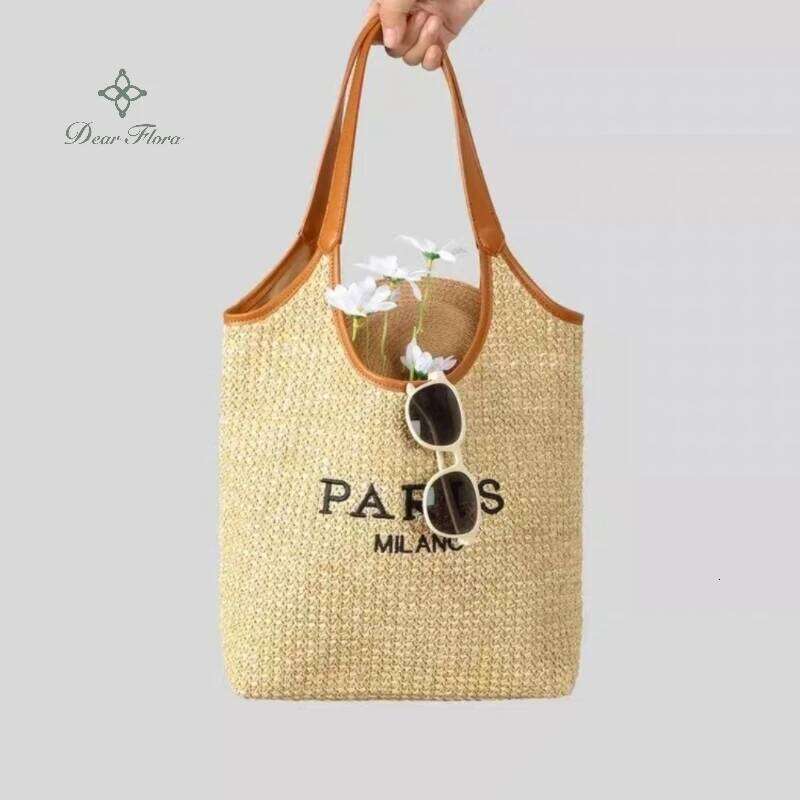 Designer Bag Womens Fashion Letters Straw Handbags Summer Beach Large Capacity Tote Holiday Designer Casual Handmade Woven Shoulder Bags