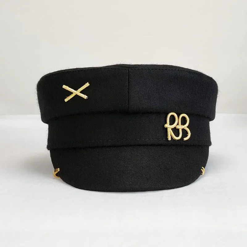 Earring Woolen sboy Caps for Women Letter RB Militray Hat Flat Top Cap Casual Gorras Visor Navy Hats 250717