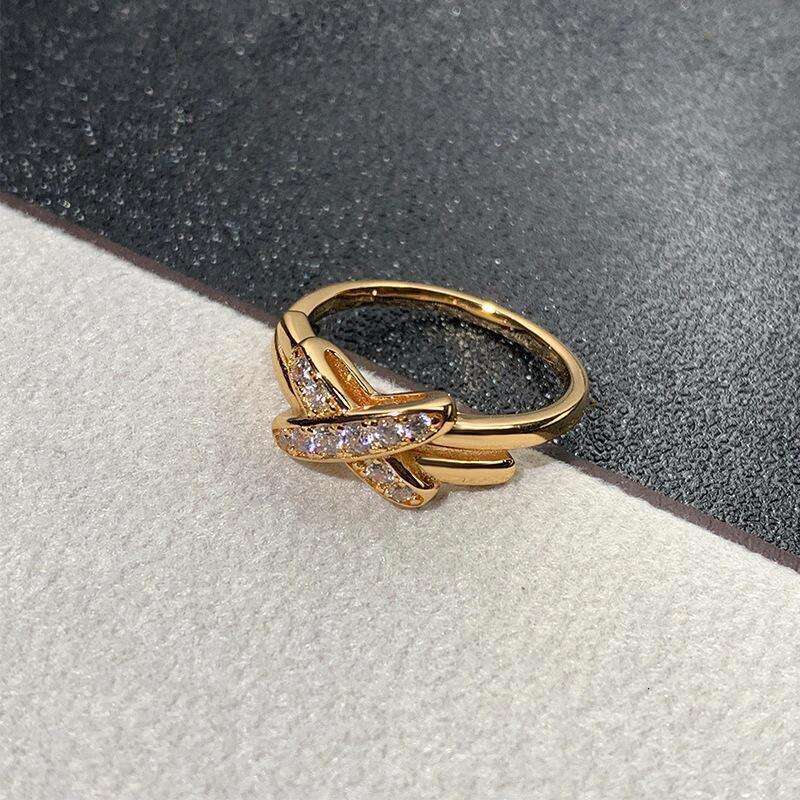 Shangjia High Version Cross Thick Gold Plated Full Diamond Ring Exquisite Handmade Jewelry for Men and Women