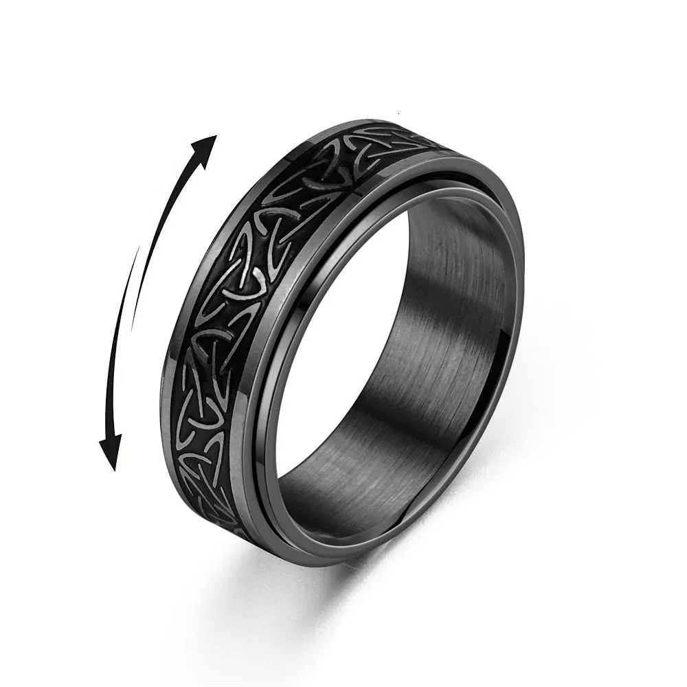 Viking Celtic Knot Rune Rings For Men Rotating Stainless Steel Anti Stress Anxiety Relife Spinning Ring Anillo Antiestres 250716