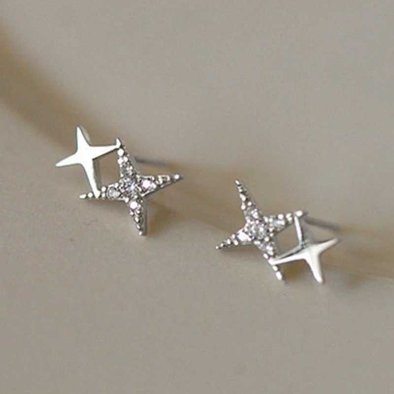 New Fashion Silver Color Stud Earrings Women Gift Banquet Asymmetry Cross Star Earrings Girls Jewelry Vintage Accessories Gifts XJ250718