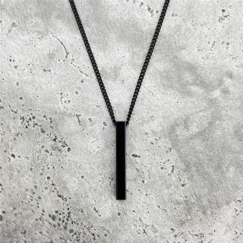 3D Waterproof Vertical Bar Necklaces for Men Minimalist Stainless Steel Geometric Pendant with Box Chain Malar Jewelry W250718