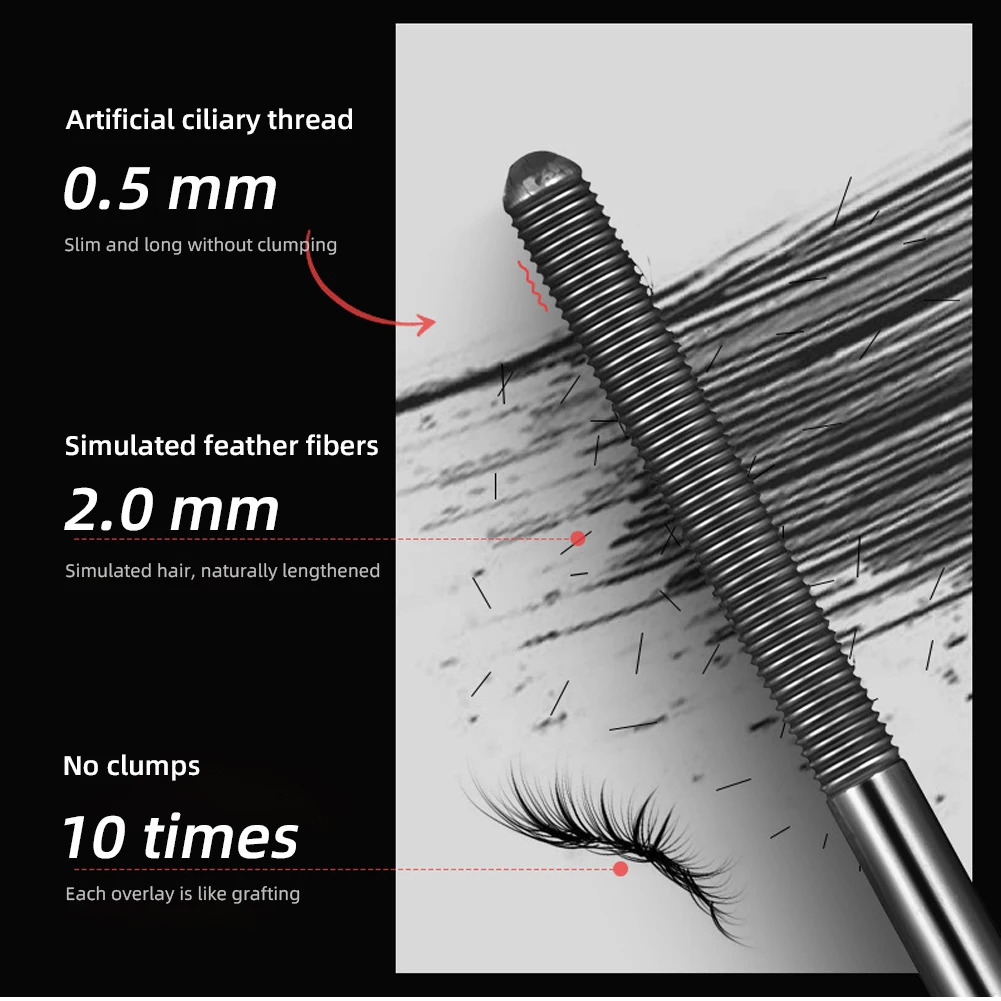 Metal Iron Lashes Mascara Waterproof Silk Fiber Mascara Black Long Curling Eyelash Extensions Non-clumping Eyes Makeup Cosmetics 250717