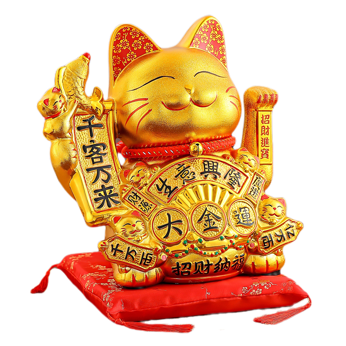 Good Fortune Cat Figurines Ceramics modernes Idéal pour le conception d'intérieur Symbole de richesse pour la décoration intérieure Gold Placing
