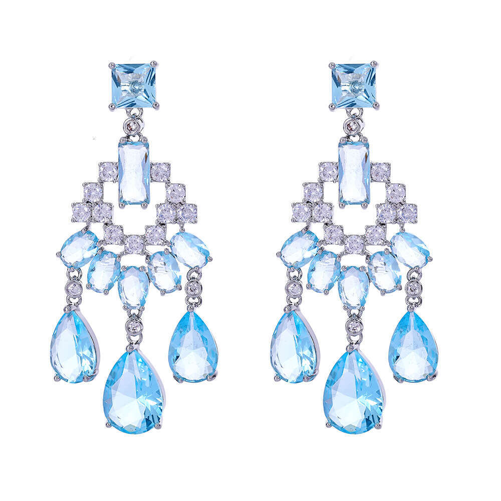 New style New Women's Tassel High-End Niche Colorful Zircon Texture Elegant Jewelry S Sier Needle Earrings