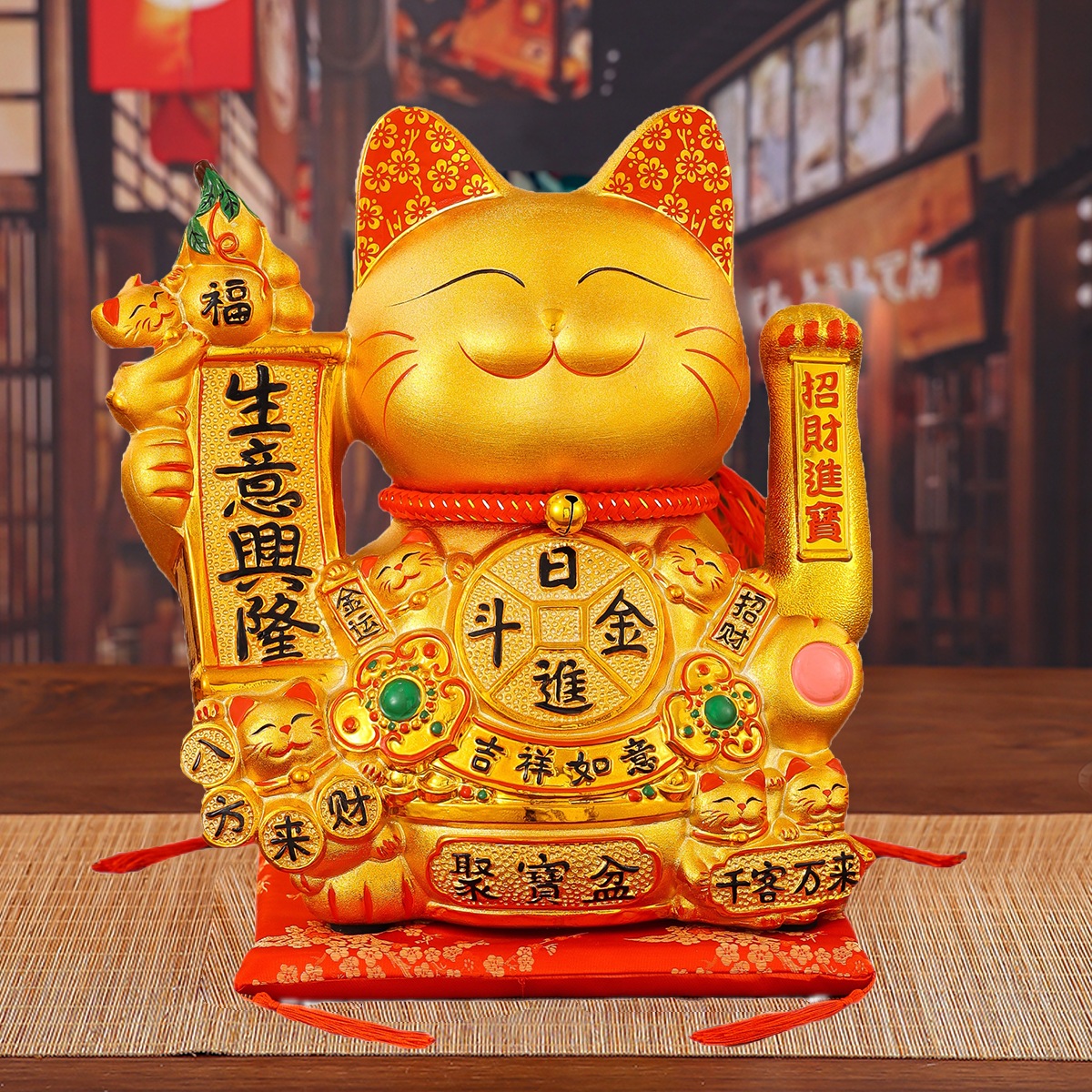 Wealth Symbolism Ceramic Kitten Statue with Mechanical Animation for Interior Decoration Perfect Housewarming Gift