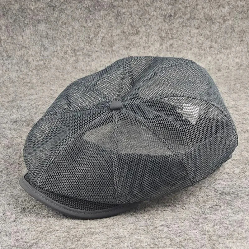 2024 Spring Summer Cool Mesh Beret Octagonal Hat Women Dad Ivy Cap Man Big Size sboy Caps M L XL 250712