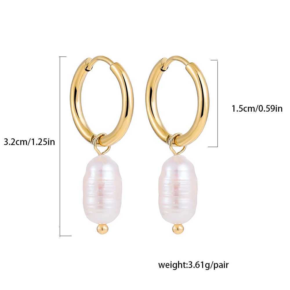 Minimalist Eardrop Pearl Small Hoop Earrings for Women Gold Color Stainless Steel Circle Huggies Hoops Ear Buckle Jewelry 2022XJ250718