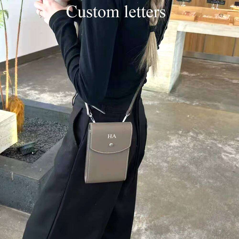 Fashion Palm Leather Phone Custom Letters Small Sling Shoulder Bag Personalize Name Women Crossbody New Handbag
