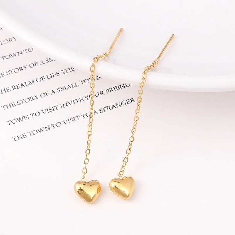 Gold Color Heart Ear Line for Women Temperament Long Tassel Earrings Silver Color Links Girls Korean Fashion Metal Earrings XJ250718