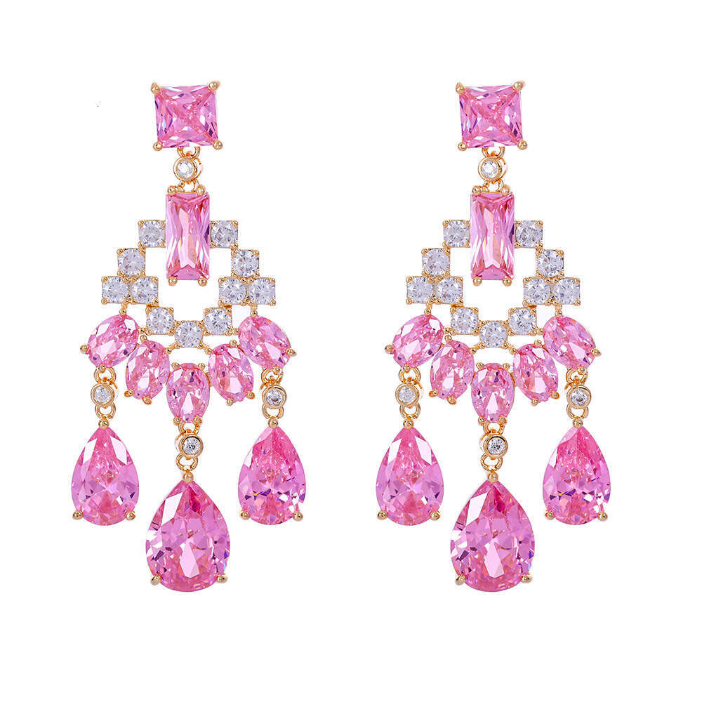 New style New Women's Tassel High-End Niche Colorful Zircon Texture Elegant Jewelry S Sier Needle Earrings