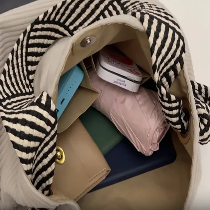 Womens Bag Corduroy Handbag Spacious Lightweight Soft Plush Lining With Magnetic Snap Closure Large Capacity For Daily Commute 250717