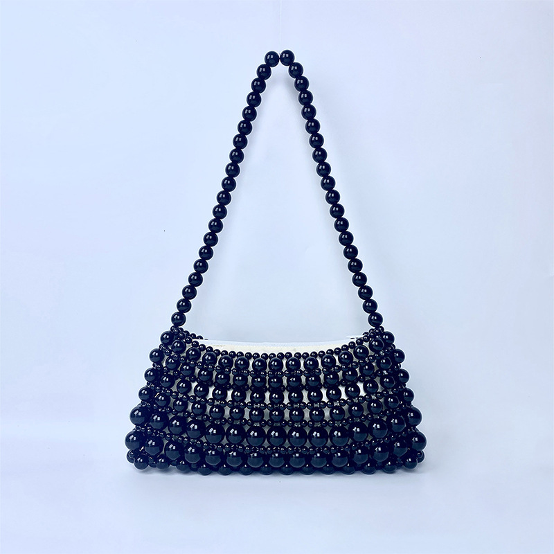 Beaded Handbag for Women Retro Fashion Designer Bags Shopping Handmade Woven One-shoulder Underarm Bag