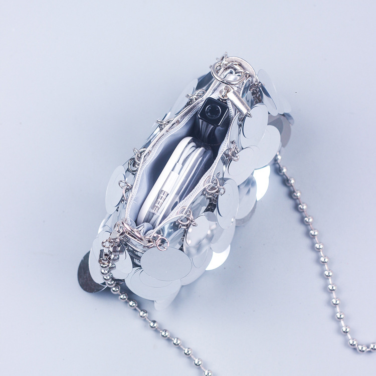 Handmade Woven Bag for Women's Retro Fashion Designer Bag Metal Chain Crossbody Shoulder Mini Bag