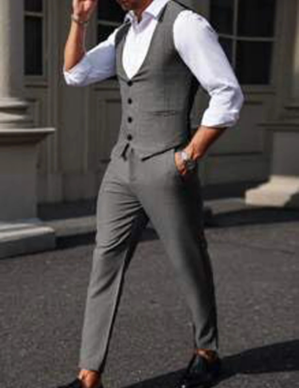 Light Blue Grey Linen Summer Men Suits 2 pieces Vest Pants Groom Tuxedos Wedding Prom handsome Wear Slim fitting 250707