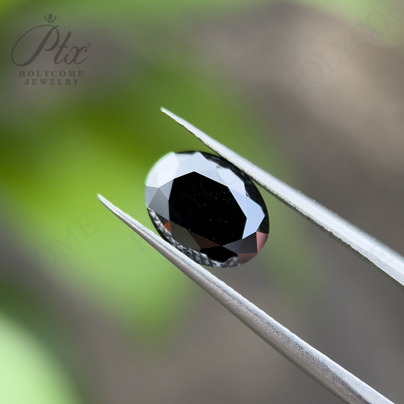 Holycome Black Color Loose Moissanite Stone Oval Cut 0.1~10ct VVS1 Moissanite Gemstones for Diamond Ring with GRA Certificate Precious Gems