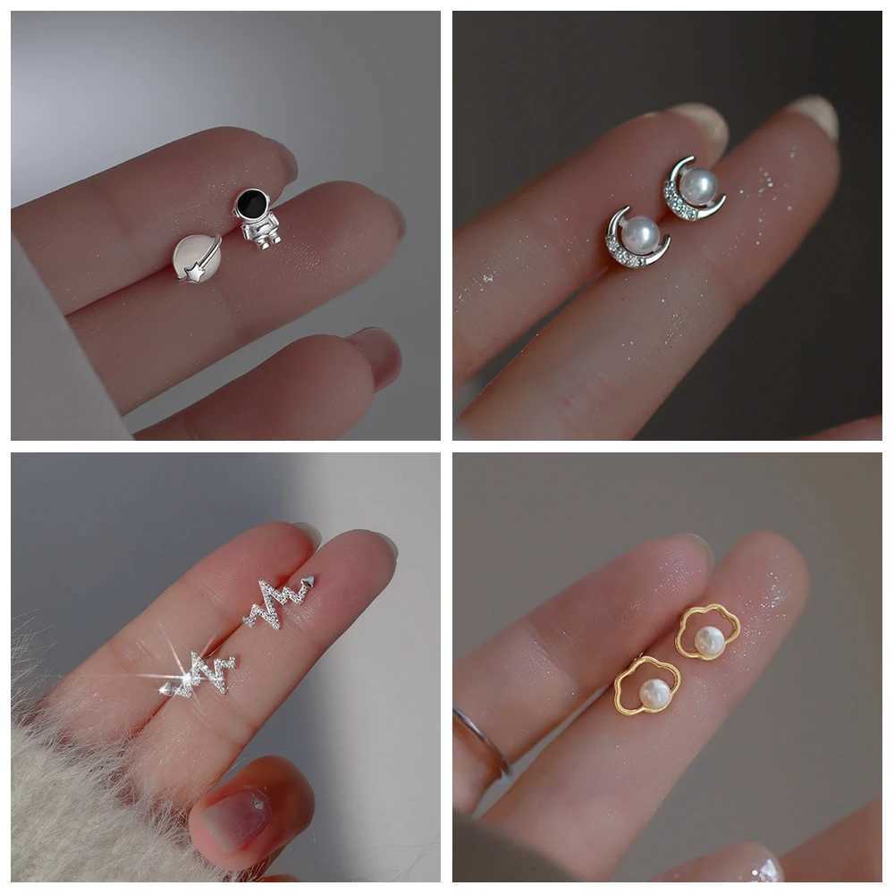 925 Sterling Silver Moon Opal Stud Earrings for Women Silver Color Lovely Simple Cloud Flower Pearl Ear Piercing Jewelry GiftsXJ250718